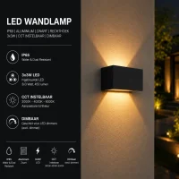 Moderne wandlamp zwart, 4x3W, CCT, Aluminium, IP65