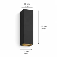 Moderne wandlamp zwart, 10W, CCT, Aluminium, IP65