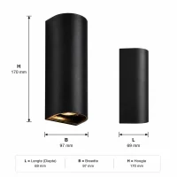 Moderne wandlamp zwart, 10W, CCT, Aluminium, IP65