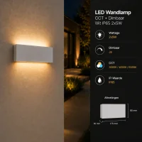 Moderne wandlamp wit, 2x5W, CCT, Aluminium, IP65