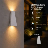 Moderne wandlamp wit, 2x3W, CCT, Aluminium, IP65