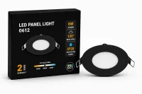 LED Slim Paneel, 6W, 3CCT, Rond, IP20, Zwart