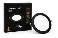 LED Slim Paneel, 18W, 3CCT, Rond, IP20, Zwart