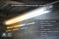 LED armatuur, waterdicht, 150cm, 50W, 6000lm, IP65, CCT