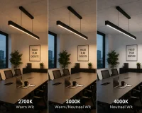 LED lineair pendelarmatuur, 36W, 3CCT, sensor, 1484mm