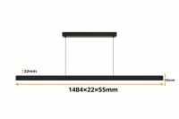 LED lineair pendelarmatuur, 36W, 3CCT, sensor, 1484mm