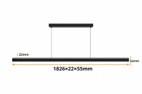 LED lineair pendelarmatuur, 36W, 3CCT, sensor, 1826mm