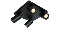 LED Plafondspot vierkant, Opbouw, 4-Lichts, Kantelbaar, Dimbaar, GU10, Zwart