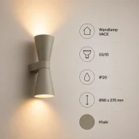 Wandlamp VACE, GU10, IP20, Ø90 x 270 mm, Khaki