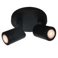 Plafondspot SOLO2, Rond, 2-Lichts, Kantelbaar, GU10, IP20, Zwart