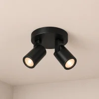 Plafondspot SOLO2, Rond, 2-Lichts, Kantelbaar, GU10, IP20, Zwart