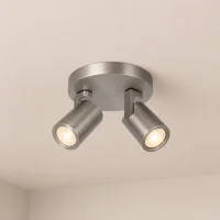 Plafondspot SOLO2, Rond, 2-Lichts, Kantelbaar, GU10, IP20, Satijn Nikkel