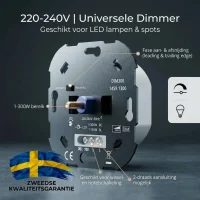 LED Dimmer, 1–300W, 220–240V, Fase Afsnijding, Universeel