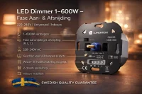 LED Dimmer, 1–600W, 220–240V, Fase Aan- & Afsnijding