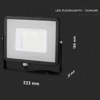 LED Breedstraler, 50W, 3000K Warm Wit, 4000lm, IP65, Zwart