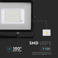 LED Breedstraler, 50W, 3000K Warm Wit, 4000lm, IP65, Zwart