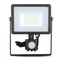 LED Breedstraler met Bewegingssensor, 20W, 6400K Wit, 1600lm, IP65, Zwart