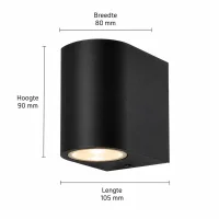 LED Wandlamp Buiten, GU10, Zwart, IP44