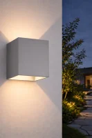 LED Up-Down Wandlamp, 6W, Vierkant, Grijs, 3000K Warm Wit