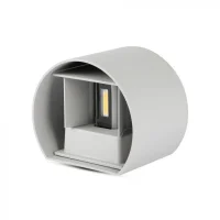 LED Up-Down Wandlamp, 6W, Rond, Grijs, 3000K Warm Wit