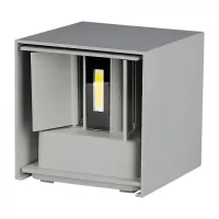 LED Up-Down Wandlamp, 6W, Vierkant, Grijs, 4000K Neutraal Wit