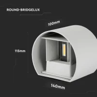 LED Up-Down Wandlamp, 6W, Rond, Grijs, 4000K Neutraal Wit