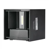 LED Up-Down Wandlamp, 12W, Vierkant, Zwart, 3000K Warm Wit