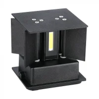 LED Up-Down Wandlamp, 12W, Vierkant, Zwart, 3000K Warm Wit