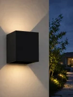 LED Up-Down Wandlamp, 12W, Vierkant, Zwart, 4000K Neutraal Wit