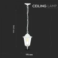 Tuin Plafondlamp, E27, Mat Wit