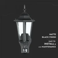 Wandlamp met Sensor, E27, Mat Zwart