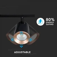 LED Plafondlamp, 18W, 3-Lichts, 3000K Warm Wit, Zwart