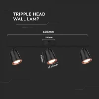 LED Plafondlamp, 18W, 3-Lichts, 3000K Warm Wit, Zwart
