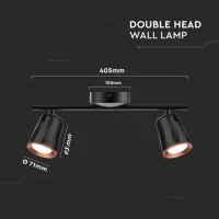 LED Plafondlamp, 12W, 2-Lichts, 3000K Warm Wit, Zwart