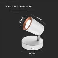 LED Wandlamp, 6W, 1-Kops, Wit, 3000K Warm Wit