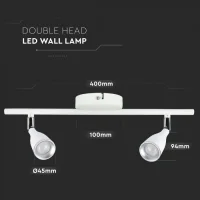 LED Plafondlamp, 9W, 2-Kops, Wit, 3000K Warm Wit