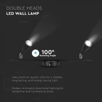 LED Plafondlamp, 9W, 2-Kops, Zwart, 3000K