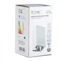 GU10 Armatuur, Vierkant, Wit, Chroom