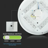 LED Dome Lamp, 18W, 300mm, CCT 3-in-1, Rond, Melkwitte Deksel