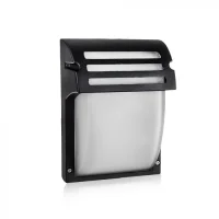 Wandlamp, E27, Mat Zwart, Frosted Glas