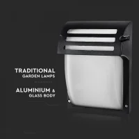 Wandlamp, E27, Mat Zwart, Frosted Glas