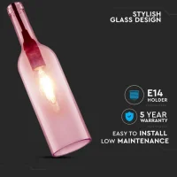 Fles Hanglamp, E14, Roze