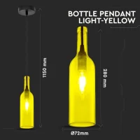 Fles Hanglamp, E14, Geel
