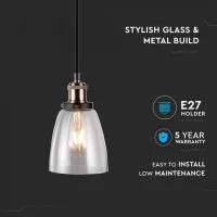 Glas Hanglamp, E27, Transparant