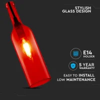 Fles Hanglamp, E14, Rood