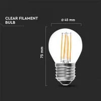 LED Filament Lamp, 4W, 2700K, E27