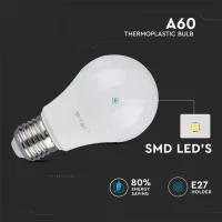 LED Lamp, Plastic, 9W, 2700K, E27, 3 stuks