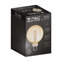 LED Filament Lamp G125, 5W, 1800K Amberglas, E27, 250 lumen