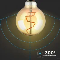 LED Filament Lamp G95, 4W, 2200K Warm Amber, E27, 350 lumen