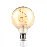LED Filament Lamp G95, 6W, 2200K Warm Amber, E27, Dimbaar, 500 lumen